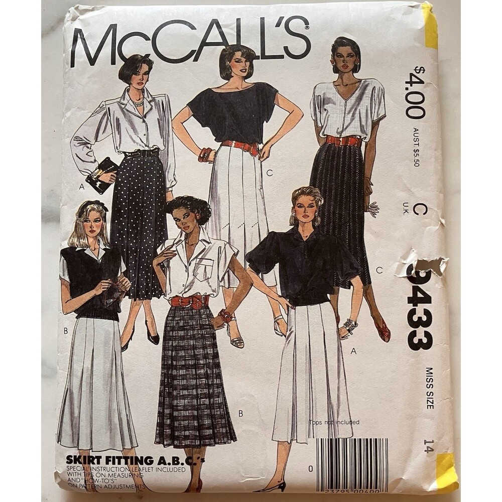 Vintage McCall's Sewing Pattern 9433 Women’s Skirt Size 14 Pleated 3 Styles - Picture 1 of 6
